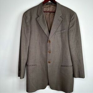 Armani Collezioni Three Button 100% Wool Blazer Jacket Size 46L